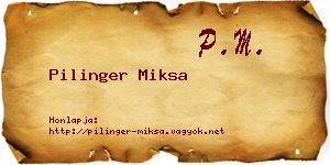 Pilinger Miksa névjegykártya